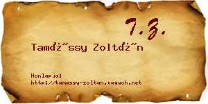 Tamássy Zoltán névjegykártya